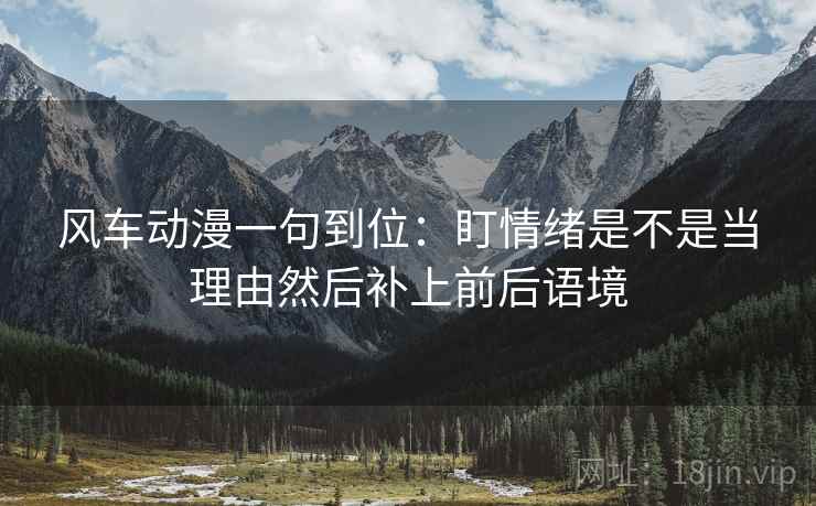 风车动漫一句到位：盯情绪是不是当理由然后补上前后语境